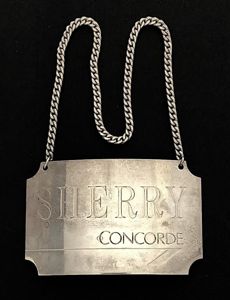 British Airways Concorde 1986 hallmarked silver Sherry decanter label