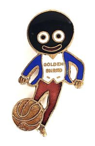 Robertsons Golly footballer white waistcoat advertising badge FATTORINI & SONS