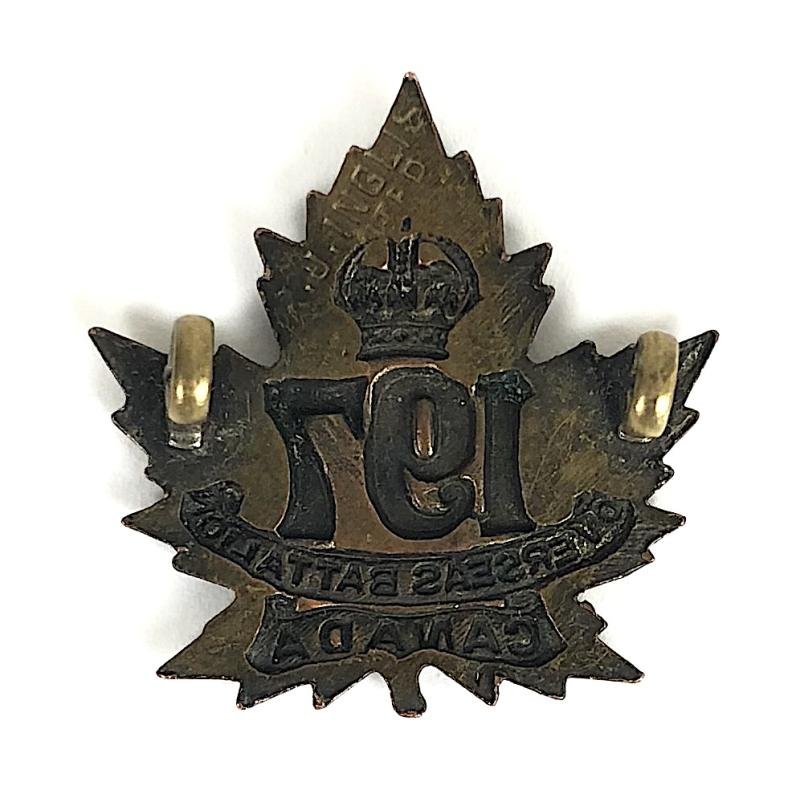 WW1 Canadian CEF 197th Infantry Battalion collar badge R.J.Inglis — image 2