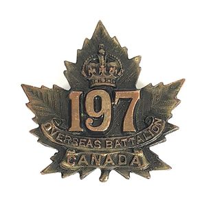 WW1 Canadian CEF 197th Infantry Battalion collar badge R.J.Inglis