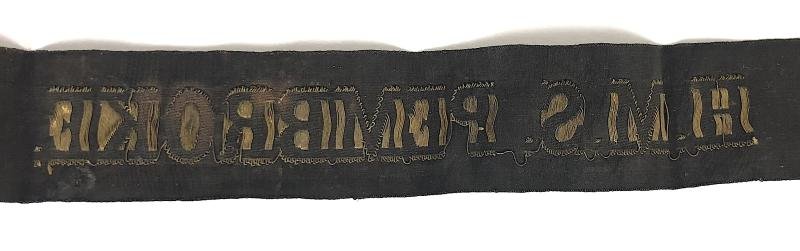 HMS PEMBROKE Royal Navy Cap Tally Ribbon Pre-1939 — image 2