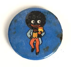 Robertson's Golly With Jar advertising blue celluloid tin button badge