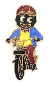 Robertsons 1970s Golly motorcyclist advertising badge