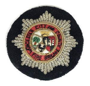 Worcester City and County Fire Brigade Officers bullion cloth cap …
