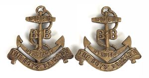 Boys Brigade 1916-1926 Officers pair of bronze collar badges