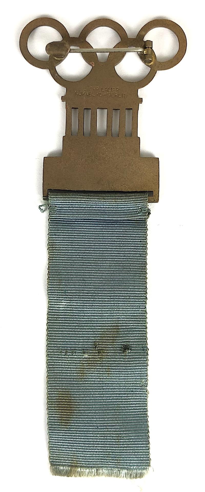 1936 Olympic Games Berlin Rowing Participant's Medal Numbered Badge — image 2