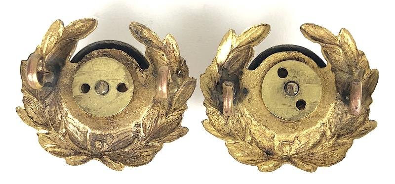 Royal Marines Officers matching pair of silver gilt collar badges — image 2