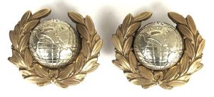 Royal Marines Officers matching pair of silver gilt collar badges