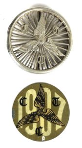 Cyclists Touring Club CTC 1907 membership certificate silver holder badge