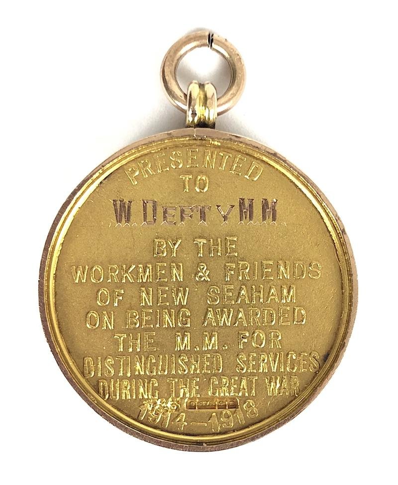 New Seaham Gold Tribute Medal 48982 Corporal William Defty RGA M.M. — image 2