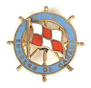 S S Empress of Canada ships wheel pin badge