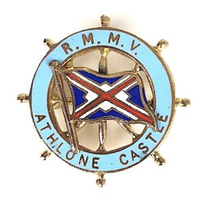 RMMV Athlone Castle Line ships wheel badge c.1935 - 1965