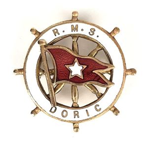 RMS Doric White Star Line Ships Wheel Badge c.1923 - …