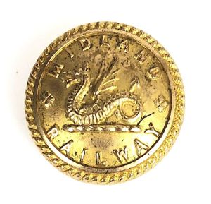 Midland Railway Marine Department gilt button pin fittings