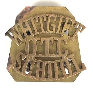 WHITGIFT OTC SCHOOL Croyden brass shoulder title c1908-1940