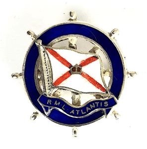 RML Atlantis shipping line silver ships wheel badge