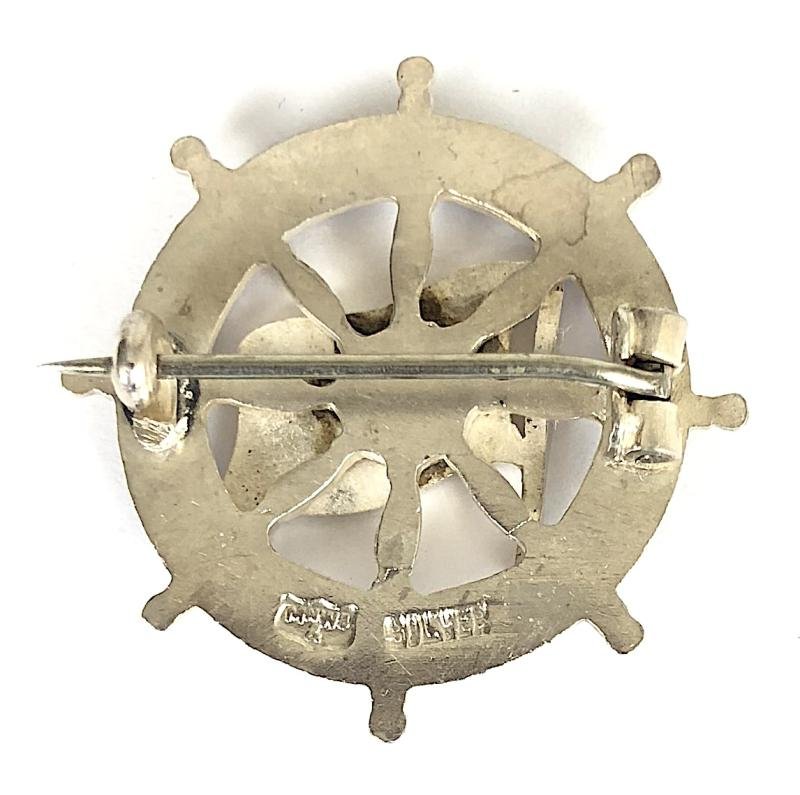 RMSP Alcantara shipping line silver ships wheel badge by Mappin & Webb — image 2
