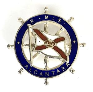 RMSP Alcantara shipping line silver ships wheel badge by Mappin …
