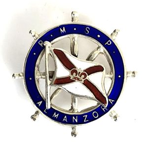 RMSP Almanzora shipping line silver ships wheel badge by Mappin …