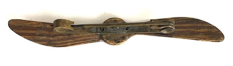 WW1 Royal Flying Corps RFC laminated wooden aircraft propeller pin badge — image 2