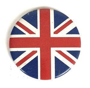 Union Jack Flag patriotic celluloid tin button badge