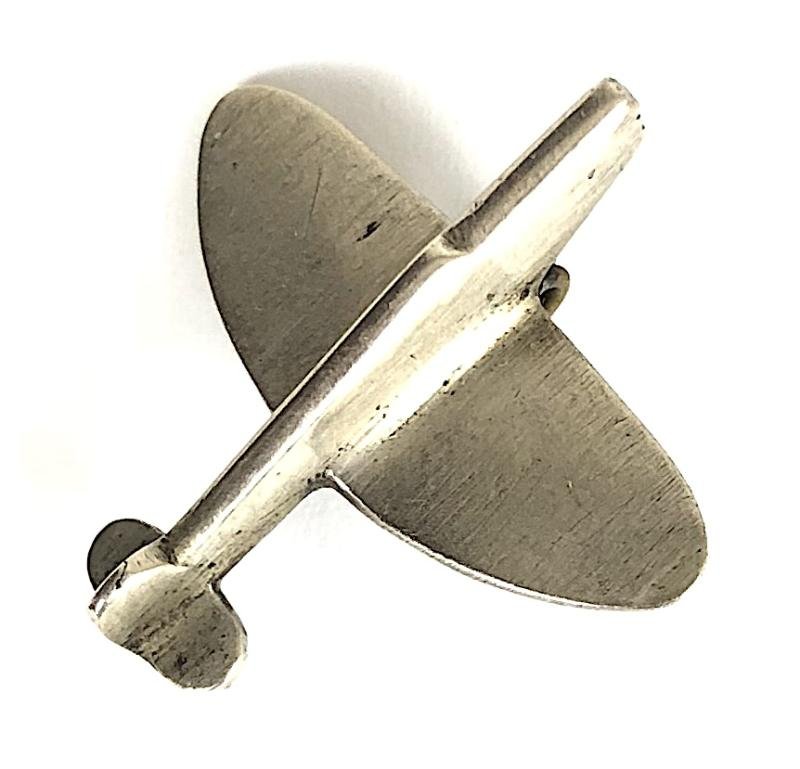 WW2 Spitfire Fighter Plane silver coin fundraising badge — image 2