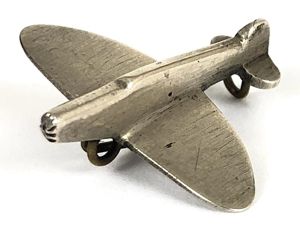 WW2 Spitfire Fighter Plane silver coin fundraising badge