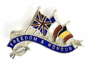 United We Stand Britain, France, Belgium flags 1914 hallmarked silver …