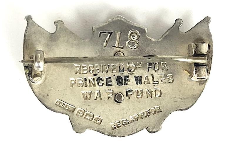 Prince of Wales 1914 War Fund United Flags Hallmarked Silver Badge — image 2