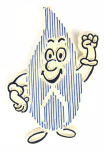 British Gas Mr Therm flame figure man advertising badge c.1970's