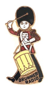 Drummer Radio Receivers sales catalogue advertising badge c.1930's Miller