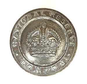 WW1 National Reserve London white metal uniform button J.R.Gaunt