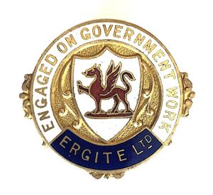 WW1 Ergite Explosives Co Engaged On Goverment Work Badge Penrhyndeudraeth …