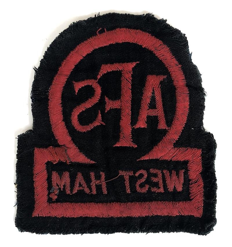 Auxiliary Fire Service AFS West Ham London overall breast badge — image 2