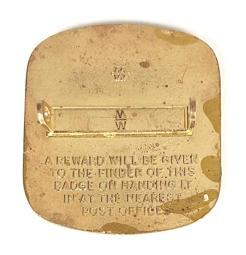 General Post Office GPO Royal Mail postmans security badge — image 2