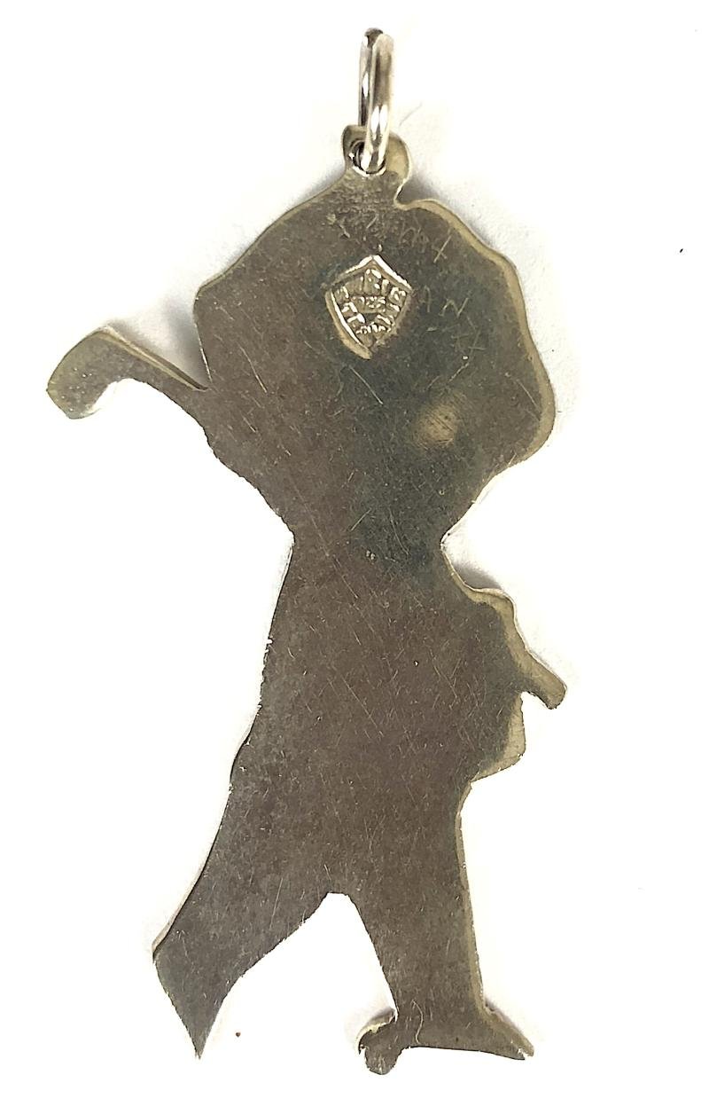 Robertsons circa 1981 Golly Action Golfer silver pendant badge — image 2
