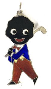 Robertsons circa 1981 Golly Action Golfer silver pendant badge