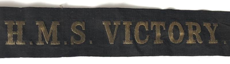 WW1 Royal Navy H.M.S.VICTORY cap tally silk ribbon badge — image 2