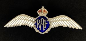 WW2 Royal Air Force pilot's wing silver & enamel RAF …