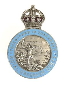 WW2 Royal Observer Corps qualification cap badge