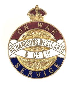 Richardsons Westgarth & Co Ltd On War Service Badge Ships …