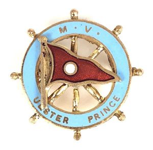 M.V. Ulster Prince Belfast Steamship Company ships wheel pin badge …