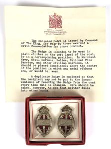 King's Commendation for Brave Conduct plastic economy badges in Box …