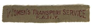Women's Transport Service F.A.N.Y. Shoulder Title Cloth Badge c.1939