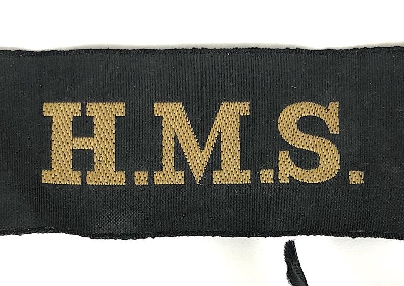 WW2 Royal Navy H.M.S. cap tally ribbon badge — image 2