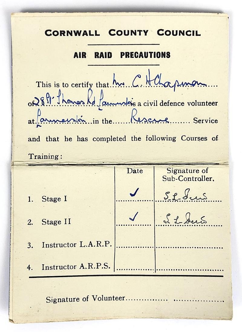 WW2 Civil Defence Cornwall Area Resue Service Badges Launceston named — image 6
