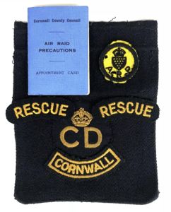 WW2 Civil Defence Cornwall Area Resue Service Badges Launceston named
