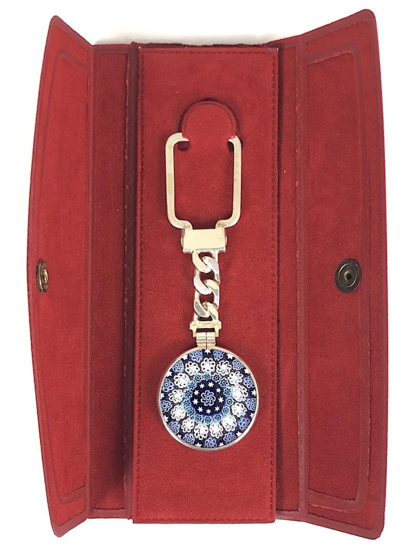 Murano Più Glass silver vintage key fob with case — image 5