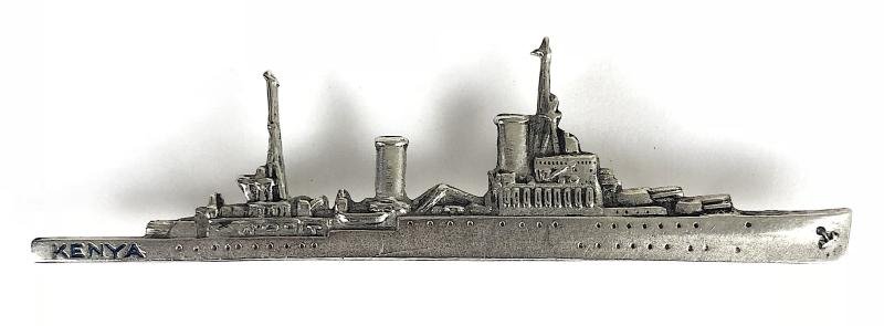 Royal Navy HMS Kenya Fiji-class light cruiser ship badge 1939 -1958 + Photograph — image 2