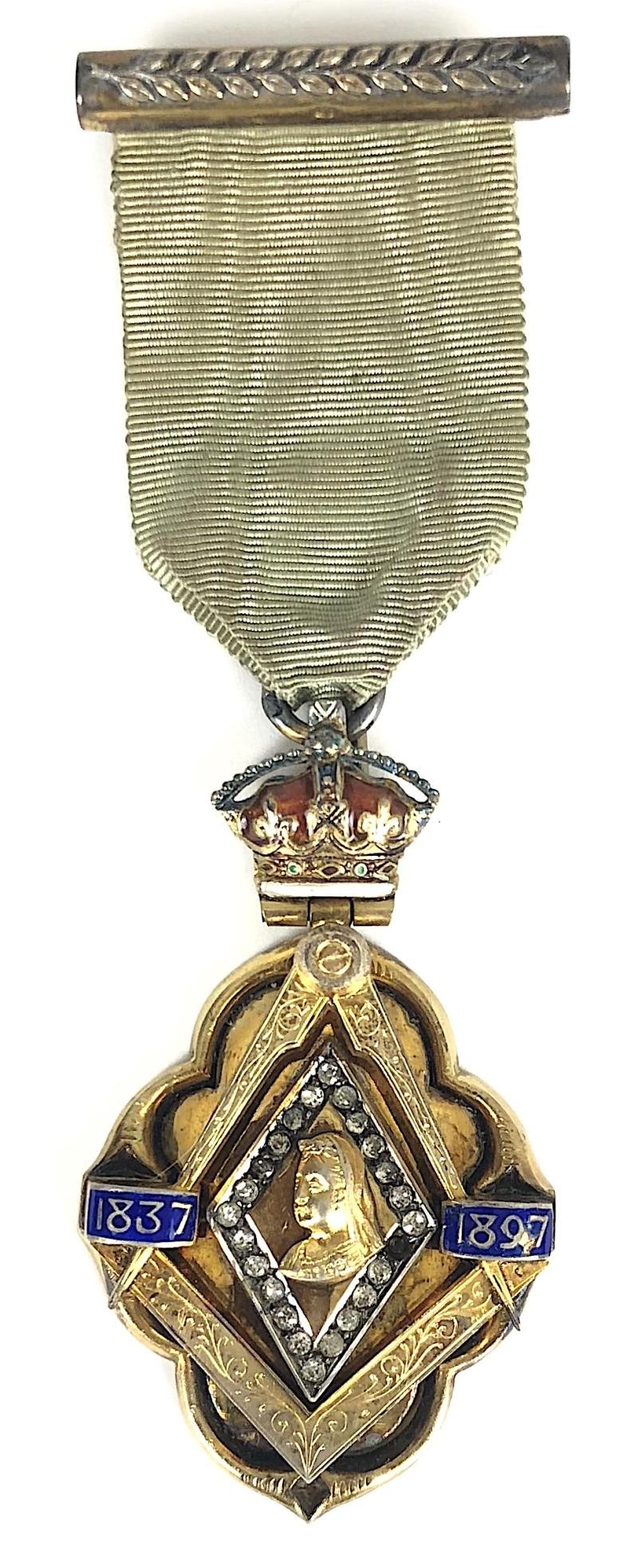 1897 Queen Victoria's Diamond Jubilee Masonic Hm Silver Jewel & Case — image 2